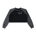 Raw-Hem Color-Block Raglan Crop Sweatshirt
