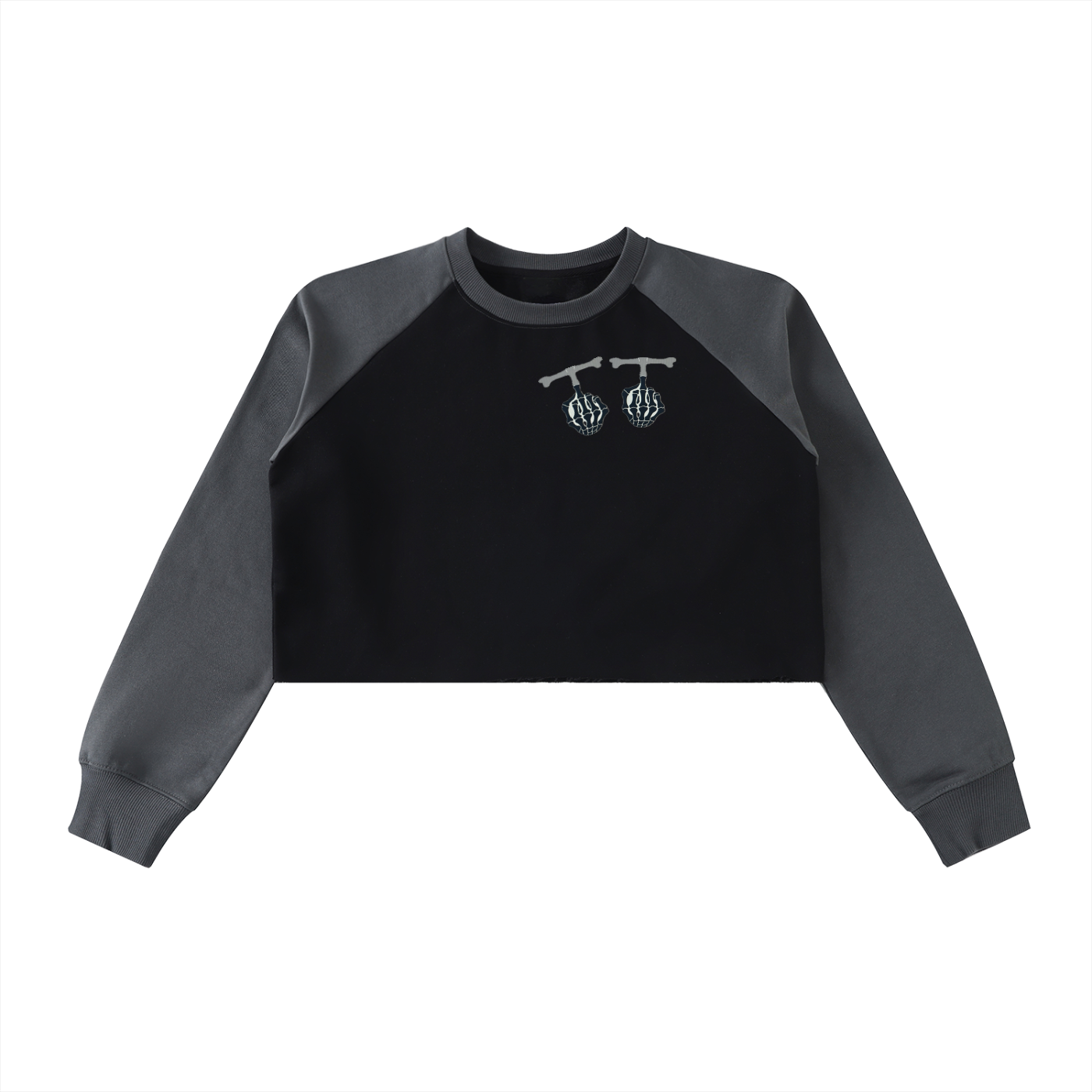 Raw-Hem Color-Block Raglan Crop Sweatshirt