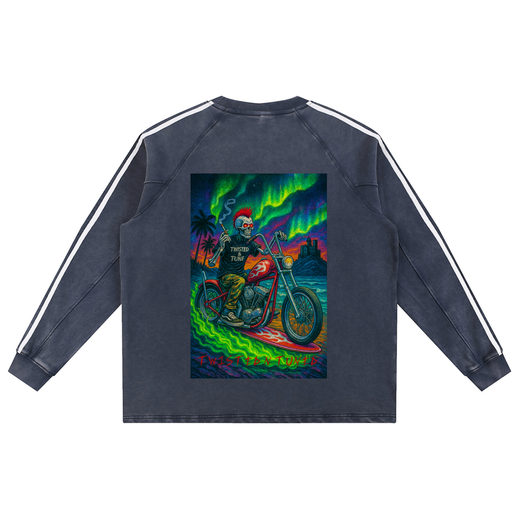 Snow Washed Contrast Tape Sweatshirt