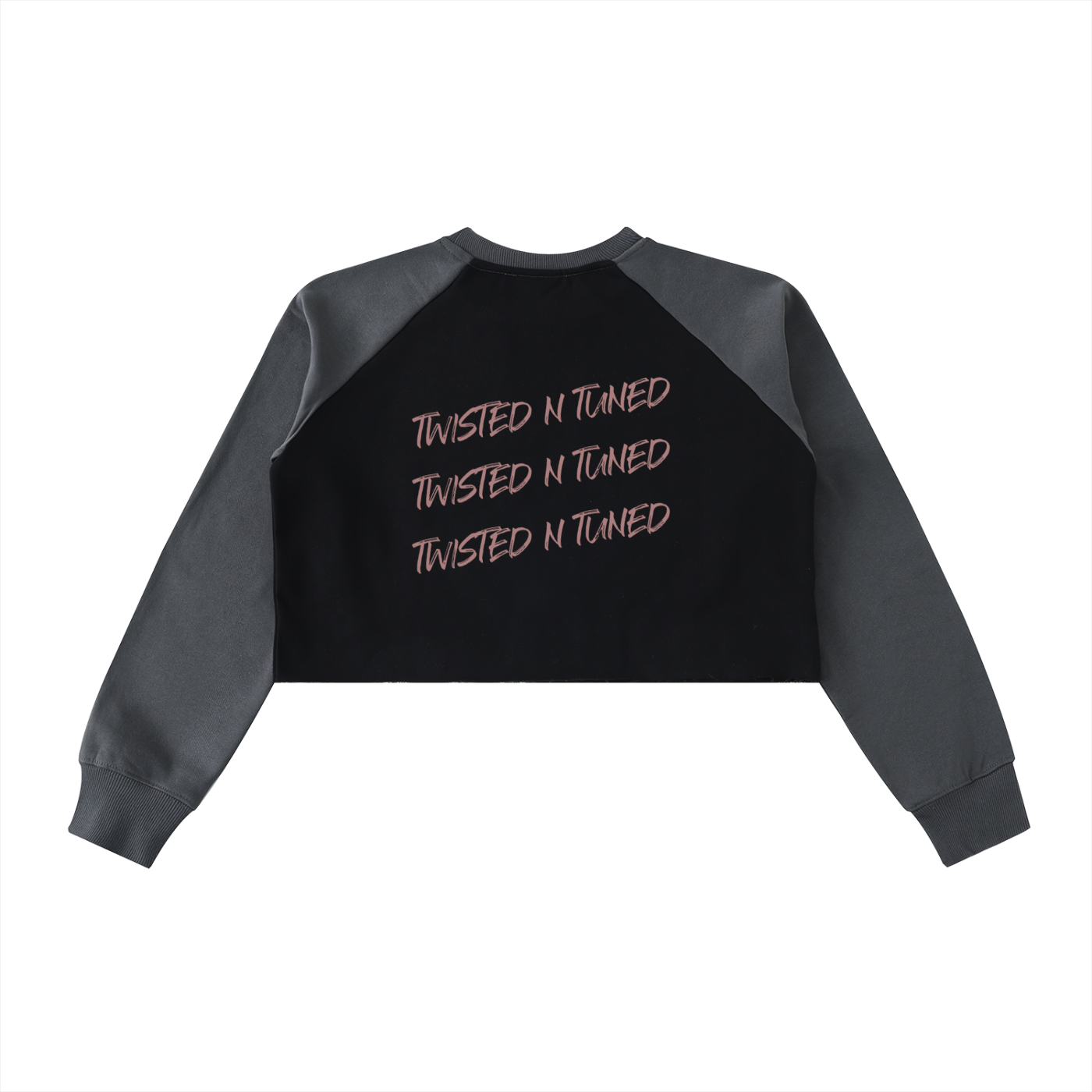 Raw-Hem Color-Block Raglan Crop Sweatshirt